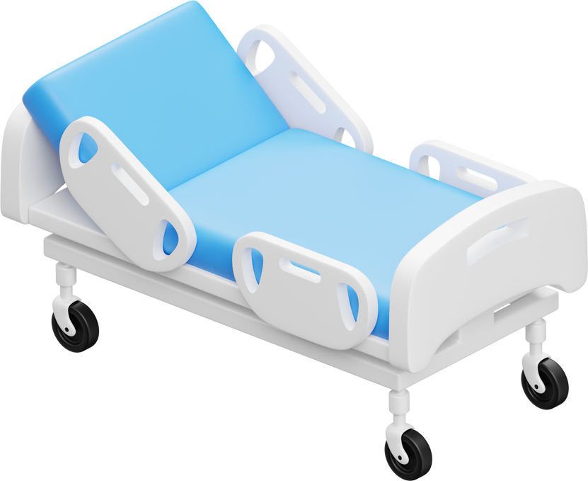 Patient Bed 3D Icon